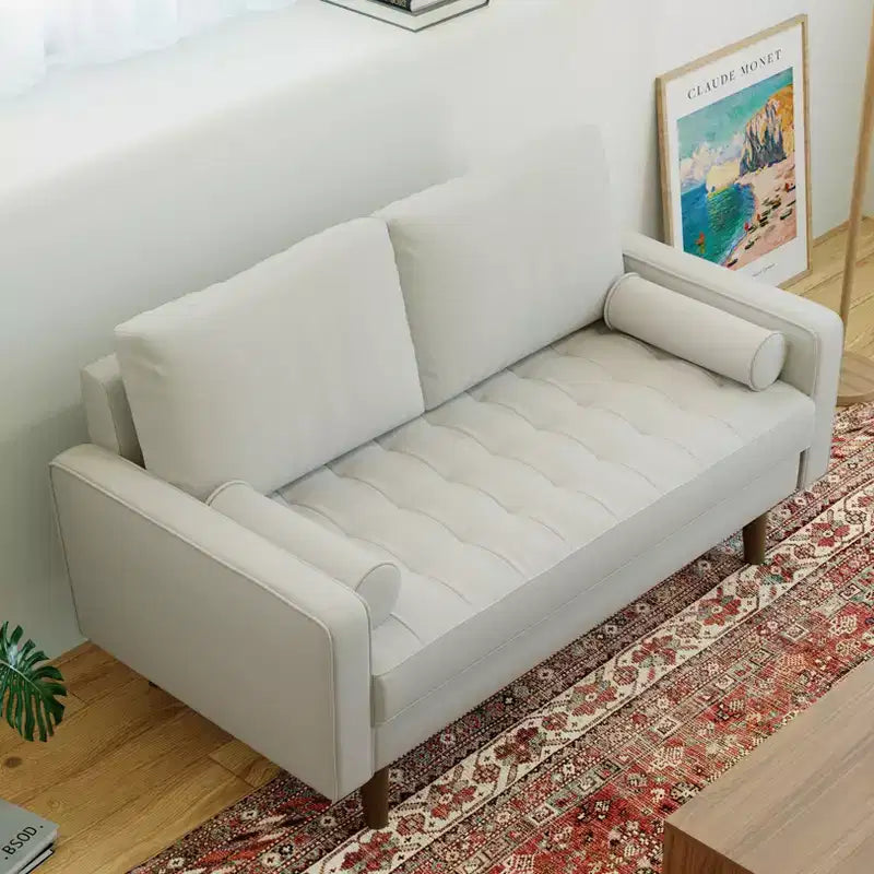 Divano a due posti in ecopelle da 58 pollici, stile moderno di metà secolo