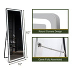 Specchio a figura intera 63x16 con luci LED e specchio per il trucco Argento