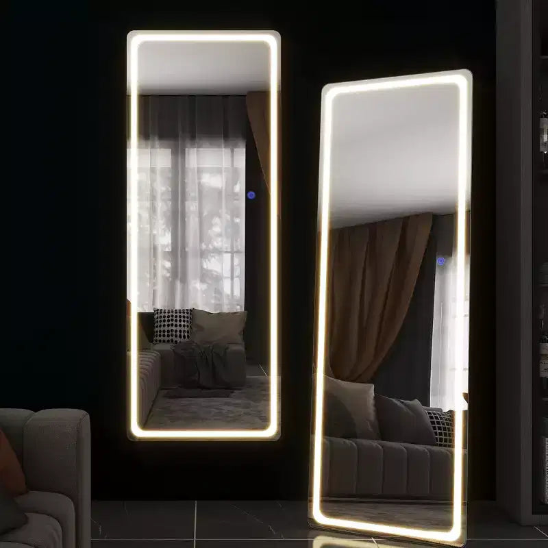 Specchio a figura intera 63x16 con luci LED e specchio per il trucco Argento
