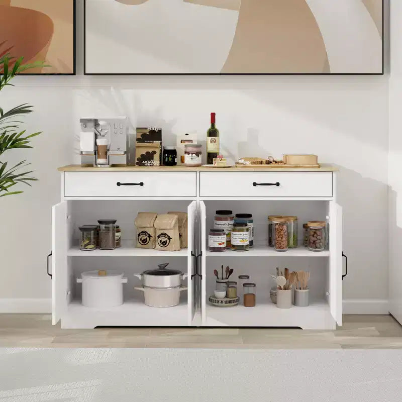 Madia in legno bianco da 142 cm con design shaker