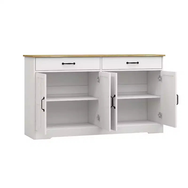 Madia in legno bianco da 142 cm con design shaker