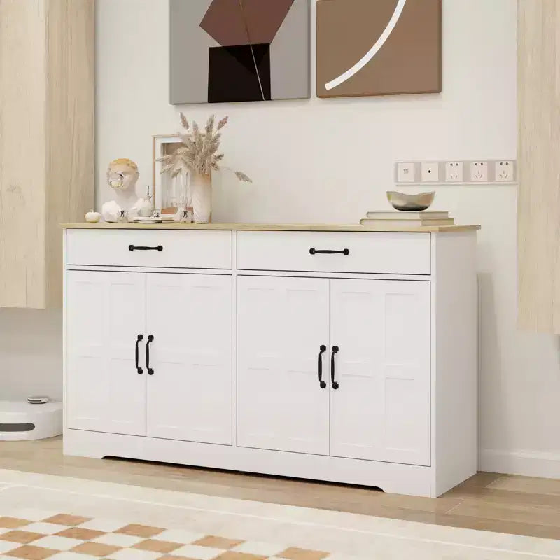 Madia in legno bianco da 142 cm con design shaker