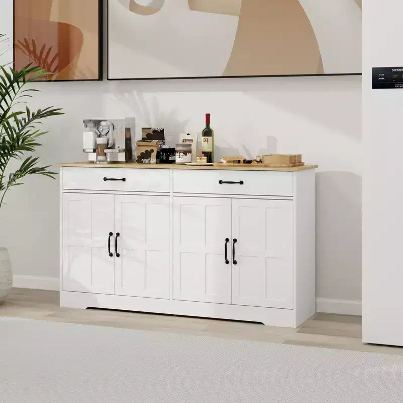 Madia in legno bianco da 142 cm con design shaker