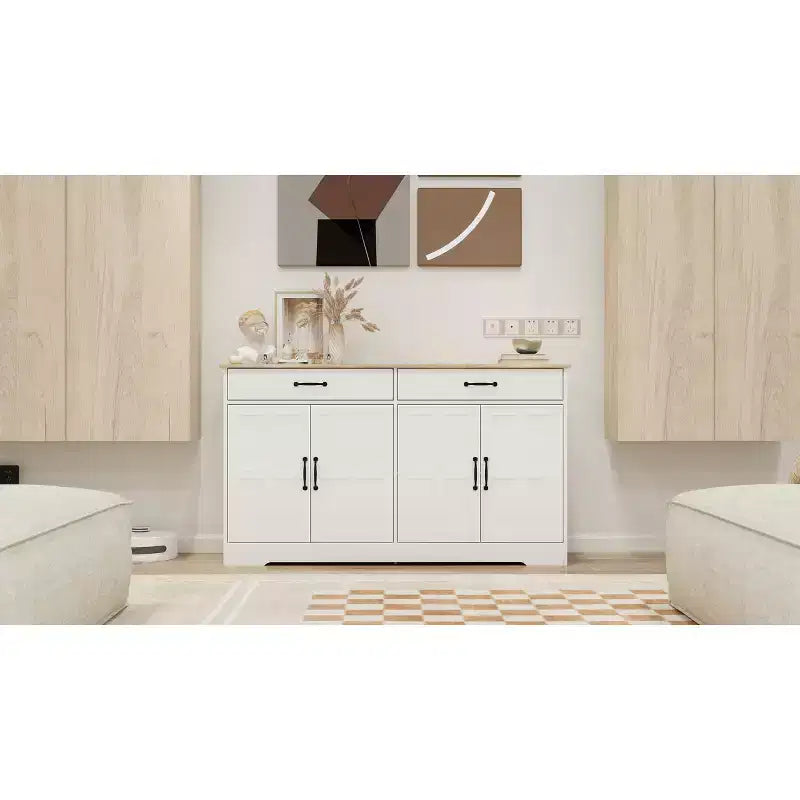 Madia in legno bianco da 142 cm con design shaker