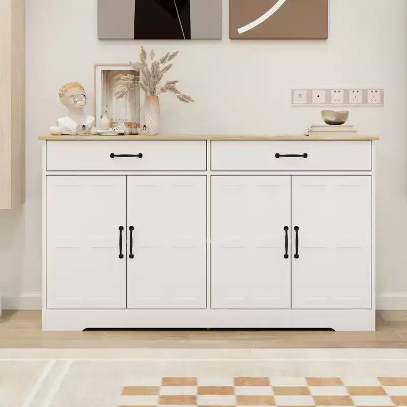 Madia in legno bianco da 142 cm con design shaker