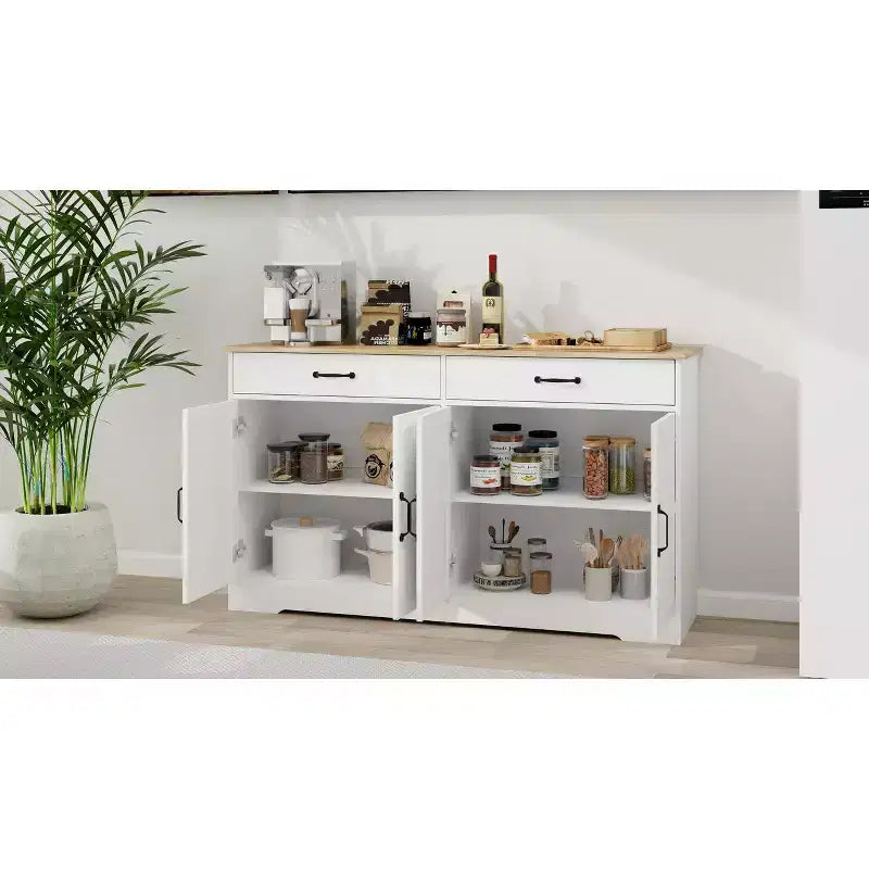 Madia in legno bianco da 142 cm con design shaker