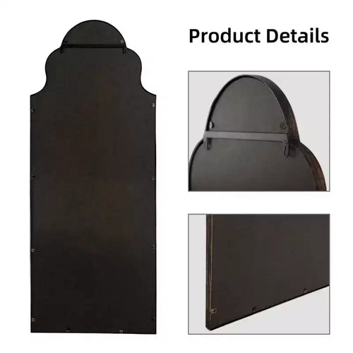 PexFix 59x24 Ironwork Carved Right-angle Arched Black Full-length Mirror