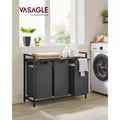 Laundry Hamper, Laundry Basket, Laundry Sorter with 3 Pull-Out and Removable Bags, Shelf, Metal Frame, 3 x 10 Gallons (38L)
