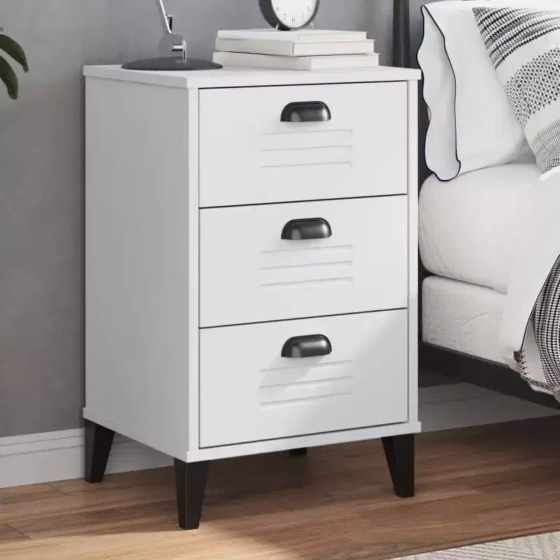 Comodino Tavolino d'Appoggio per Camera da Letto in Legno Ingegnerizzato - Bianco Antracite