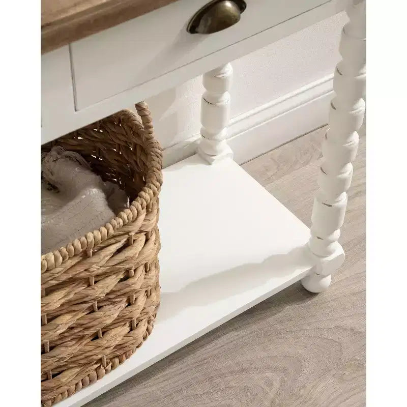 Consolle Rutledge con contenitore, 40x14x33, Bianco