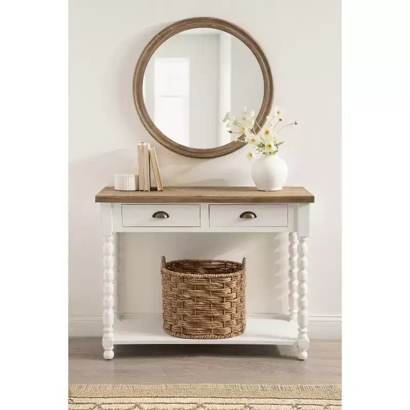 Consolle Rutledge con contenitore, 40x14x33, Bianco