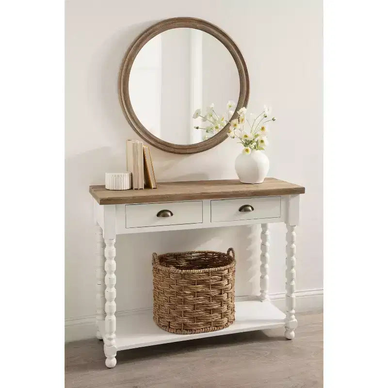 Consolle Rutledge con contenitore, 40x14x33, Bianco