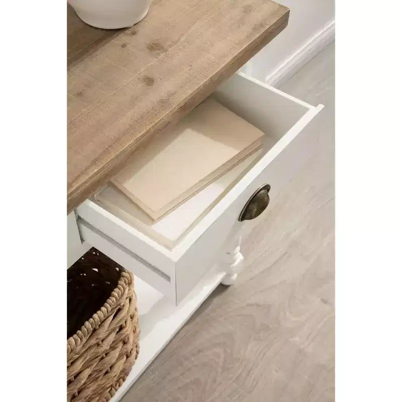 Consolle Rutledge con contenitore, 40x14x33, Bianco