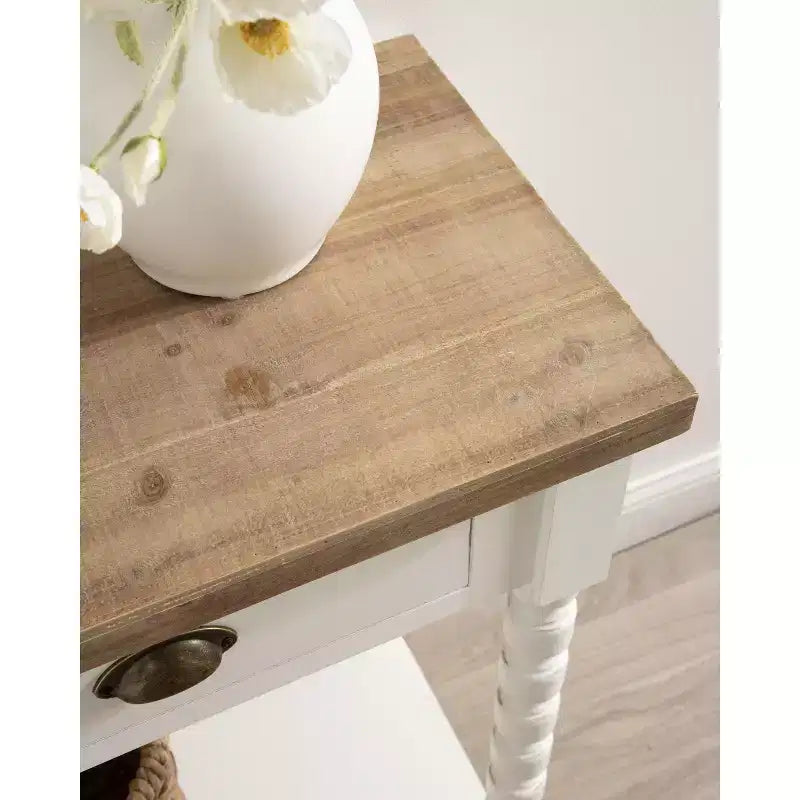 Consolle Rutledge con contenitore, 40x14x33, Bianco