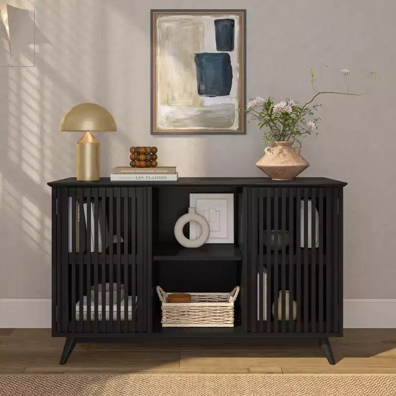 Madia Mid-Century Moderna in Legno Massello con 2 Ante