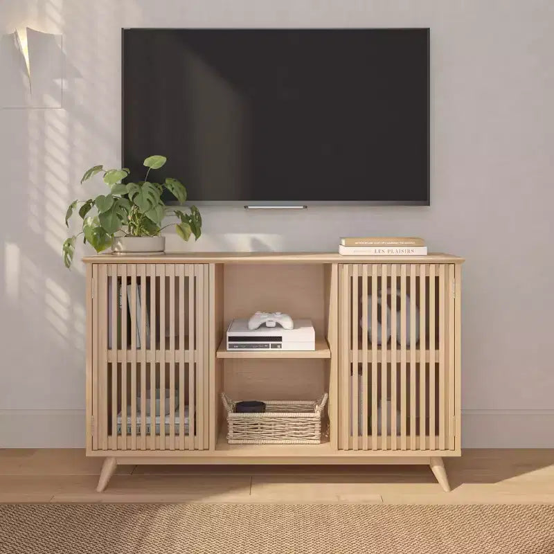 Madia Mid-Century Moderna in Legno Massello con 2 Ante