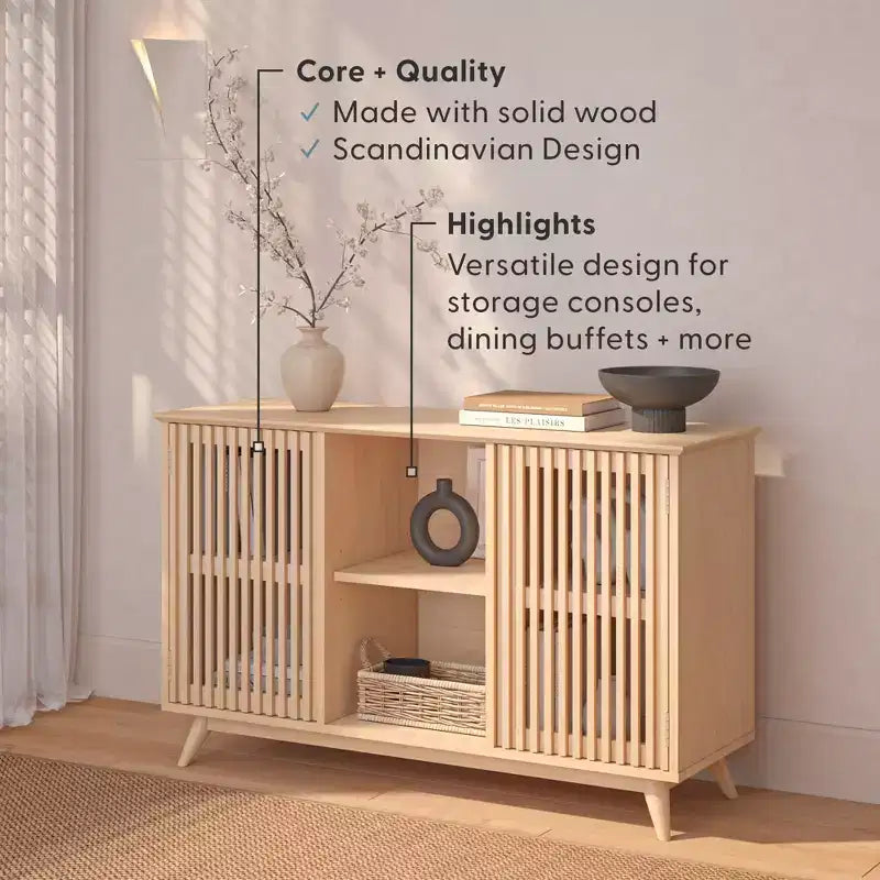 Madia Mid-Century Moderna in Legno Massello con 2 Ante