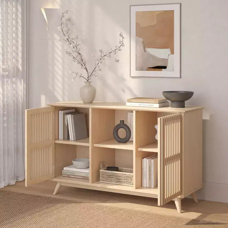 Madia Mid-Century Moderna in Legno Massello con 2 Ante