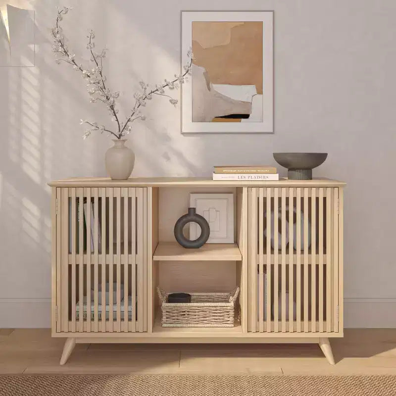 Madia Mid-Century Moderna in Legno Massello con 2 Ante