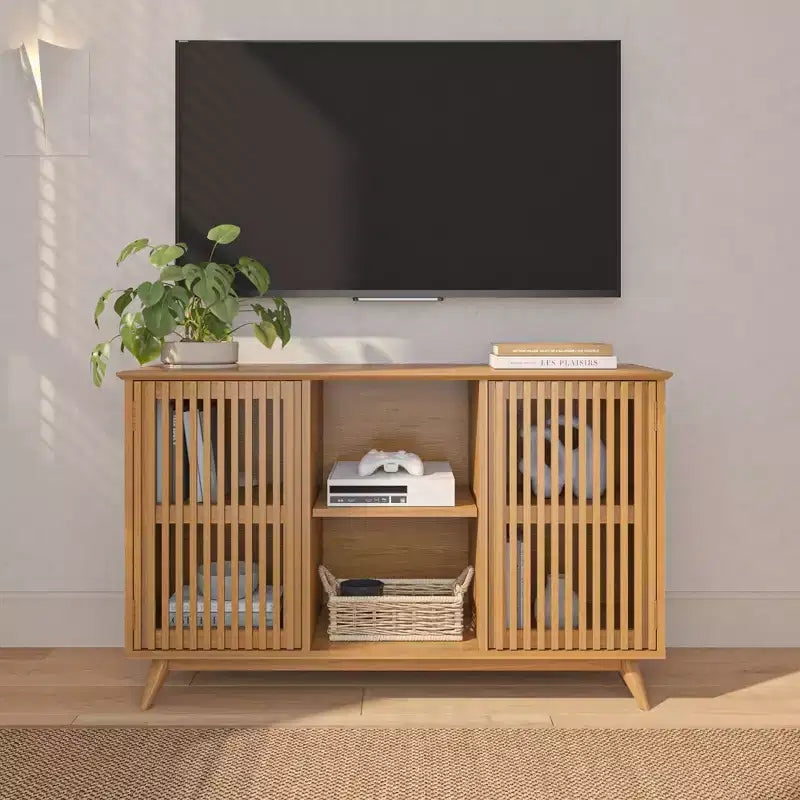 Madia Mid-Century Moderna in Legno Massello con 2 Ante
