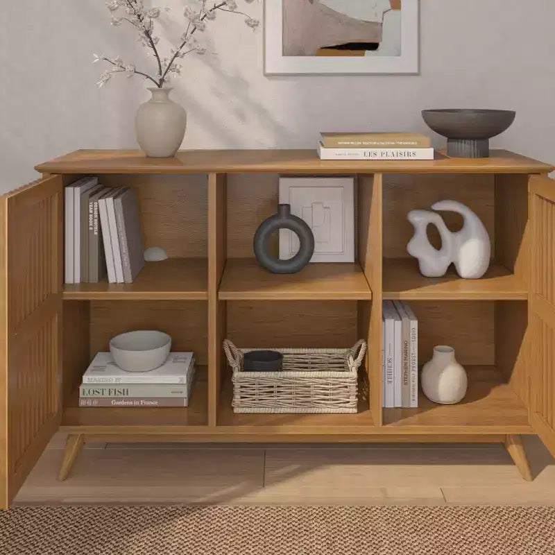 Madia Mid-Century Moderna in Legno Massello con 2 Ante