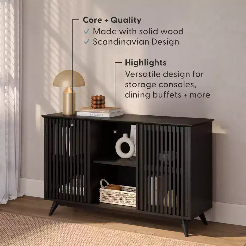 Madia Mid-Century Moderna in Legno Massello con 2 Ante