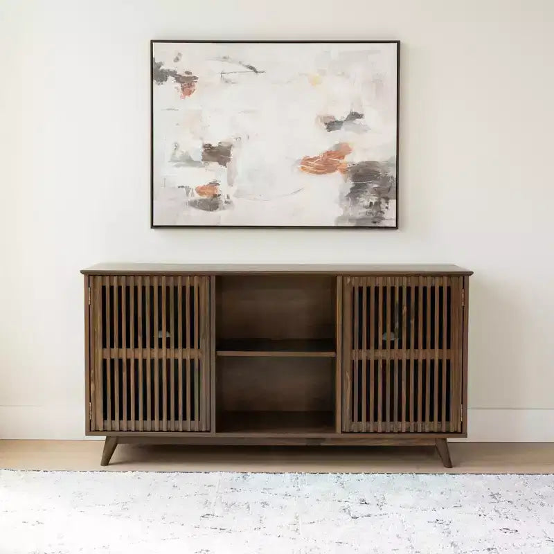 Madia Mid-Century Moderna in Legno Massello con 2 Ante