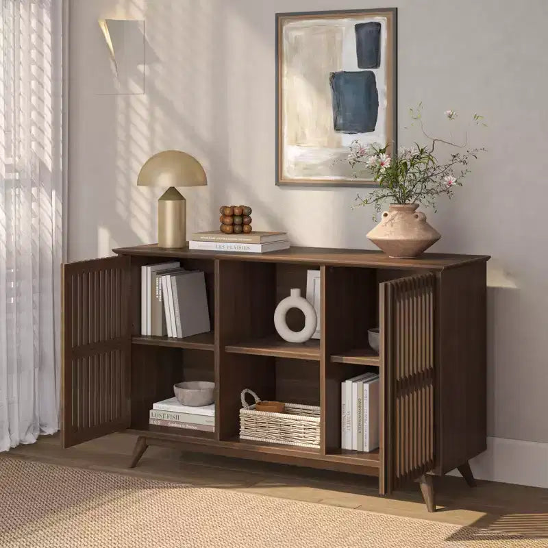 Madia Mid-Century Moderna in Legno Massello con 2 Ante