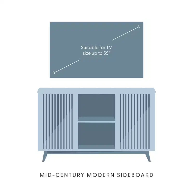 Madia Mid-Century Moderna in Legno Massello con 2 Ante