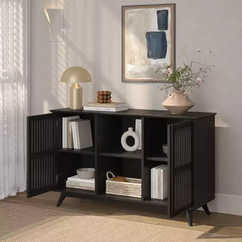Madia Mid-Century Moderna in Legno Massello con 2 Ante