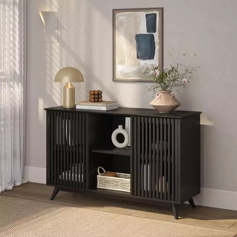 Madia Mid-Century Moderna in Legno Massello con 2 Ante