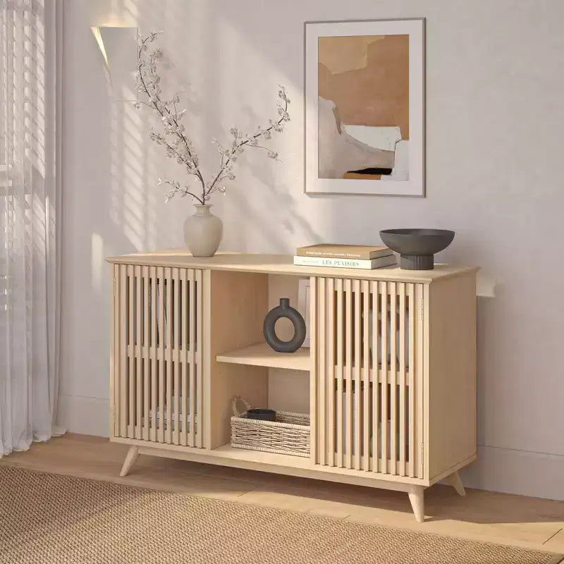 Madia Mid-Century Moderna in Legno Massello con 2 Ante