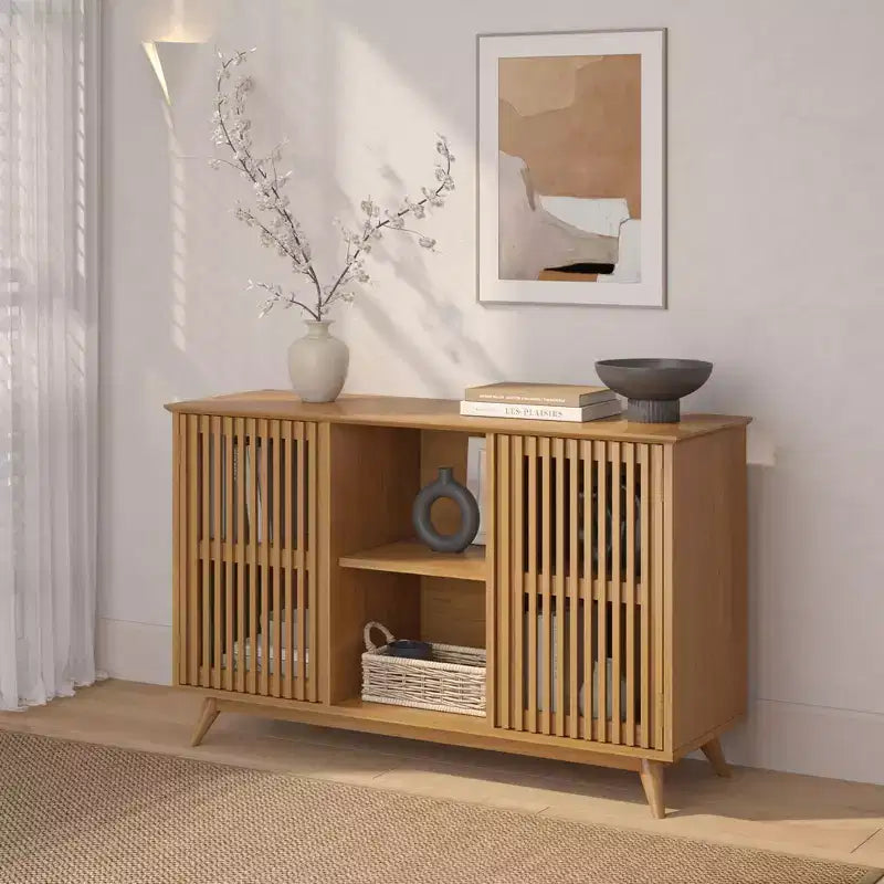 Madia Mid-Century Moderna in Legno Massello con 2 Ante