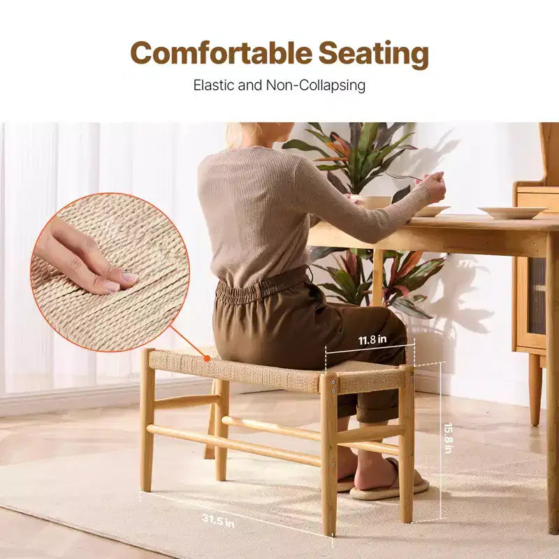 Panca in rattan, panca in rattan di legno da 80 cm