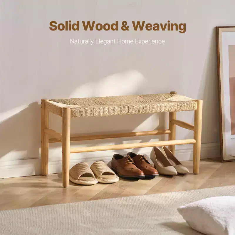 Panca in rattan, panca in rattan di legno da 80 cm