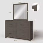 Toeletta moderna da camera da letto con specchio, 6 grandi cassetti
