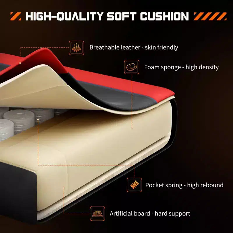 Sedia da Gaming Ergonomica con Poggiapiedi e Comodo Supporto Lombare, Poltrona Reclinabile in Pelle PU con Poggiatesta e Braccioli Fissi
