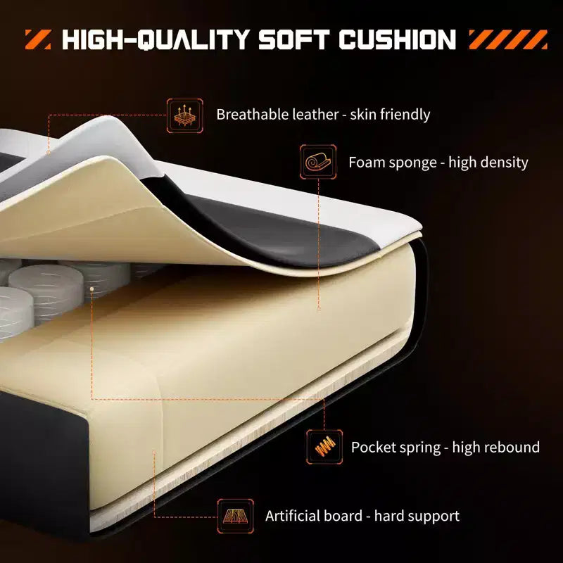 Sedia da Gaming Ergonomica con Poggiapiedi e Comodo Supporto Lombare, Poltrona Reclinabile in Pelle PU con Poggiatesta e Braccioli Fissi