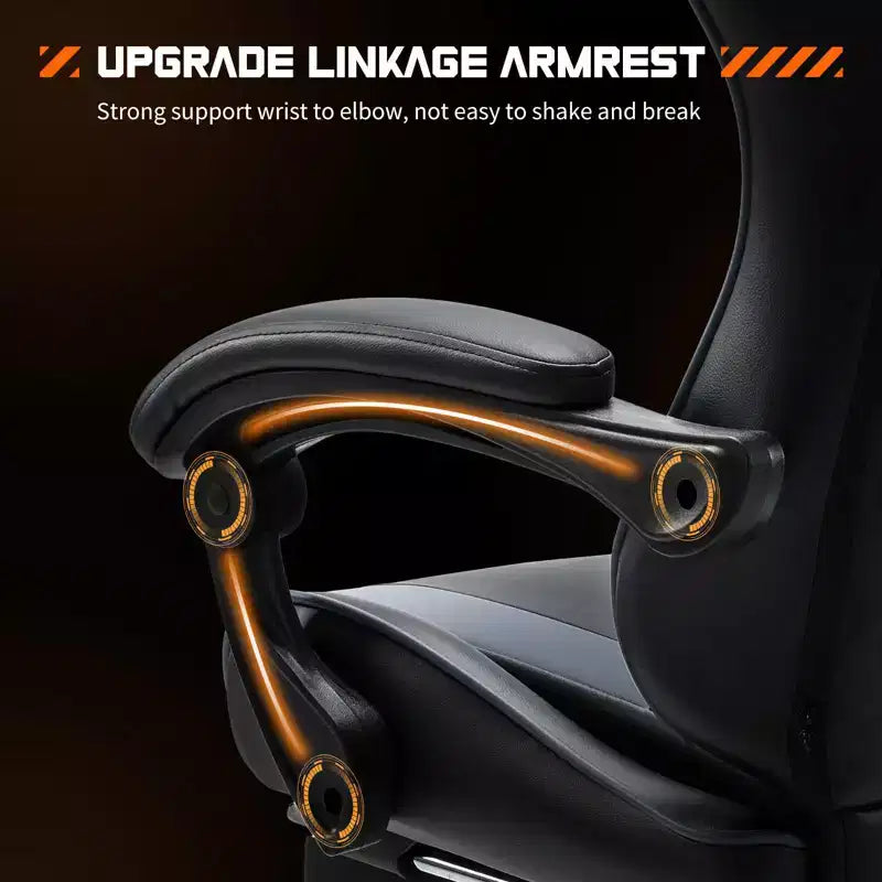 Sedia da Gaming Ergonomica con Poggiapiedi e Comodo Supporto Lombare, Poltrona Reclinabile in Pelle PU con Poggiatesta e Braccioli Fissi