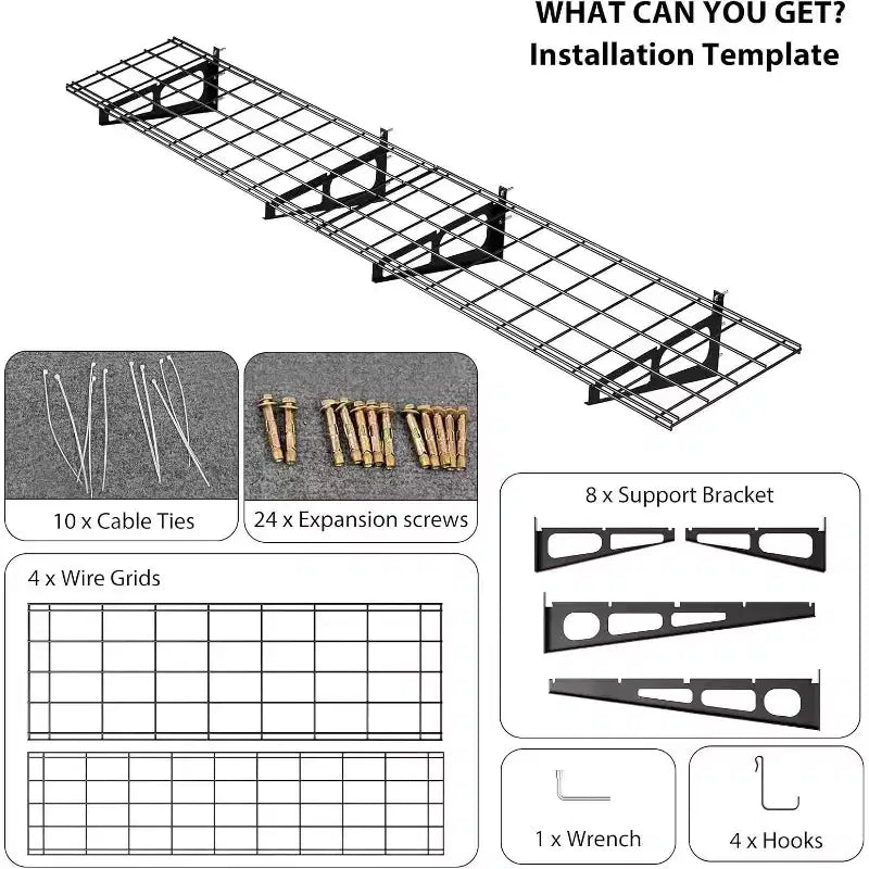 Mensole da parete per garage, set da 2 pz da 60x180 cm, scaffali portaoggetti in acciaio resistente, colore nero, per organizzazione garage e cantina
