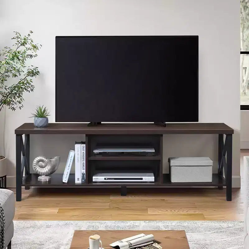 Mobile TV in legno da 58.27 pollici con 4 ripiani, adatto per TV fino a 65 pollici