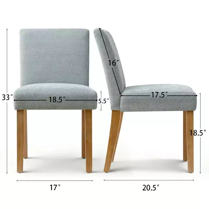 Set di 4 sedie da pranzo Parsons in stile Modern Farmhouse, rivestite in tessuto testurizzato e con gambe in legno massello