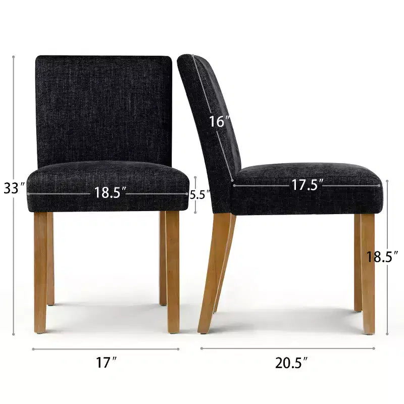 Set di 4 sedie da pranzo Parsons in stile Modern Farmhouse, rivestite in tessuto testurizzato e con gambe in legno massello
