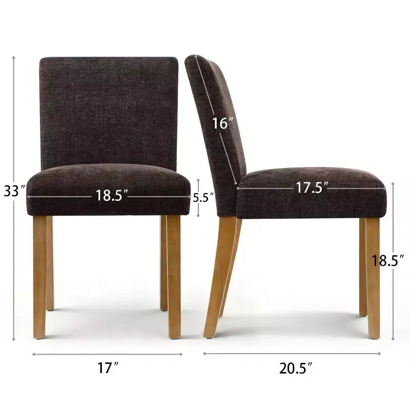 Set di 4 sedie da pranzo Parsons in stile Modern Farmhouse, rivestite in tessuto testurizzato e con gambe in legno massello