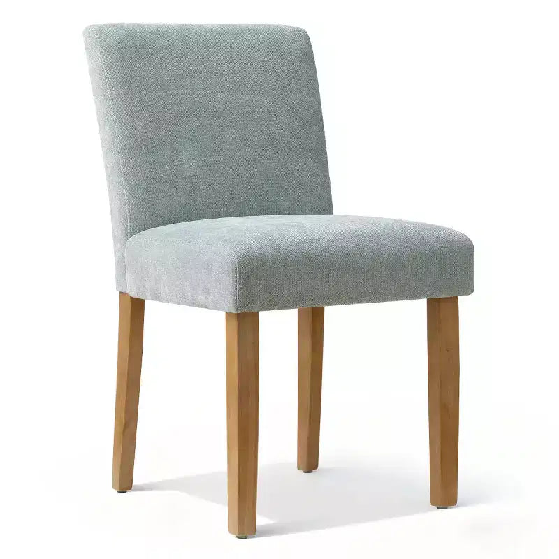 Set di 4 sedie da pranzo Parsons in stile Modern Farmhouse, rivestite in tessuto testurizzato e con gambe in legno massello