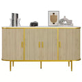 59 Sideboard Buffet Cabinet with Storage, Fluted Console Cabinet with Metal Legs, Faux Marble Top, Mid Century Modern Cabinets for Dining Room