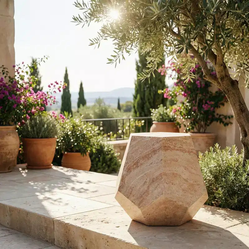 Tavolino da Esterno in Cemento Leggero Design Moderno Scultoreo, Resistente alle Intemperie e Facile da Spostare per Patio, Balcone o Giardino