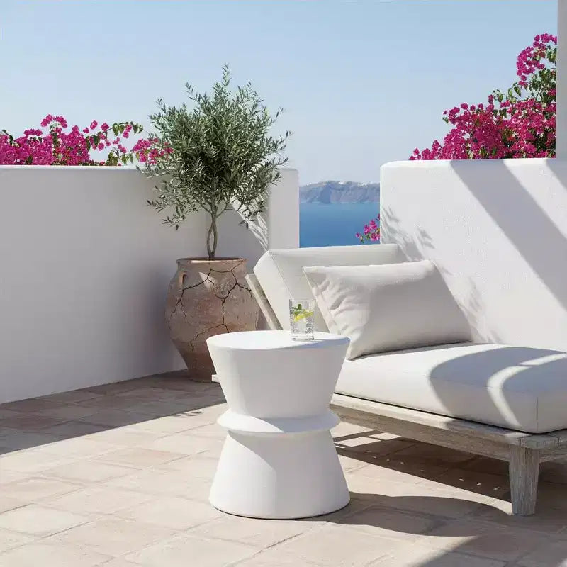Tavolino da Esterno in Cemento Leggero Design Moderno Scultoreo, Resistente alle Intemperie e Facile da Spostare per Patio, Balcone o Giardino