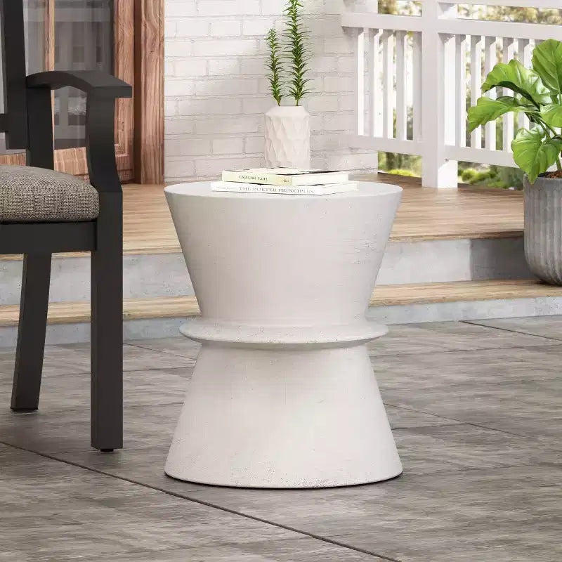 Tavolino da Esterno in Cemento Leggero Design Moderno Scultoreo, Resistente alle Intemperie e Facile da Spostare per Patio, Balcone o Giardino