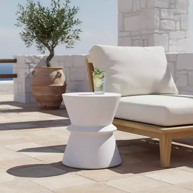 Tavolino da Esterno in Cemento Leggero Design Moderno Scultoreo, Resistente alle Intemperie e Facile da Spostare per Patio, Balcone o Giardino
